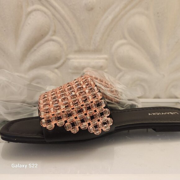 Lisa Vicky "Magical" Pink Beaded Slides. NIB. Size 9 - Picture 5 of 9
